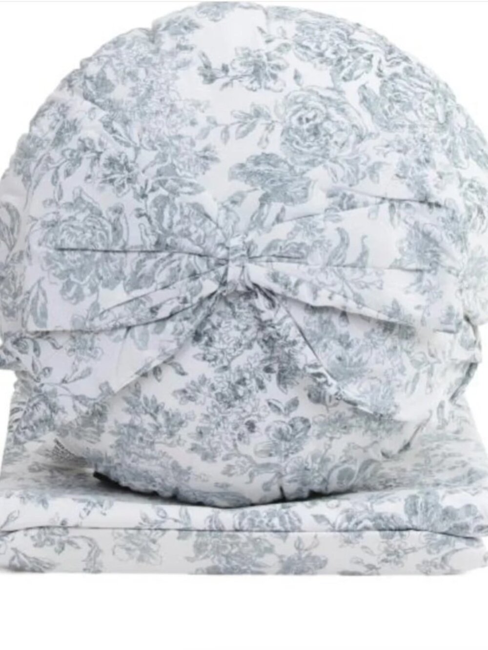 Tahari Home F/Queen Floral Cotton Duvet Set -Blue & White 4 PC W/Toss Pillow New